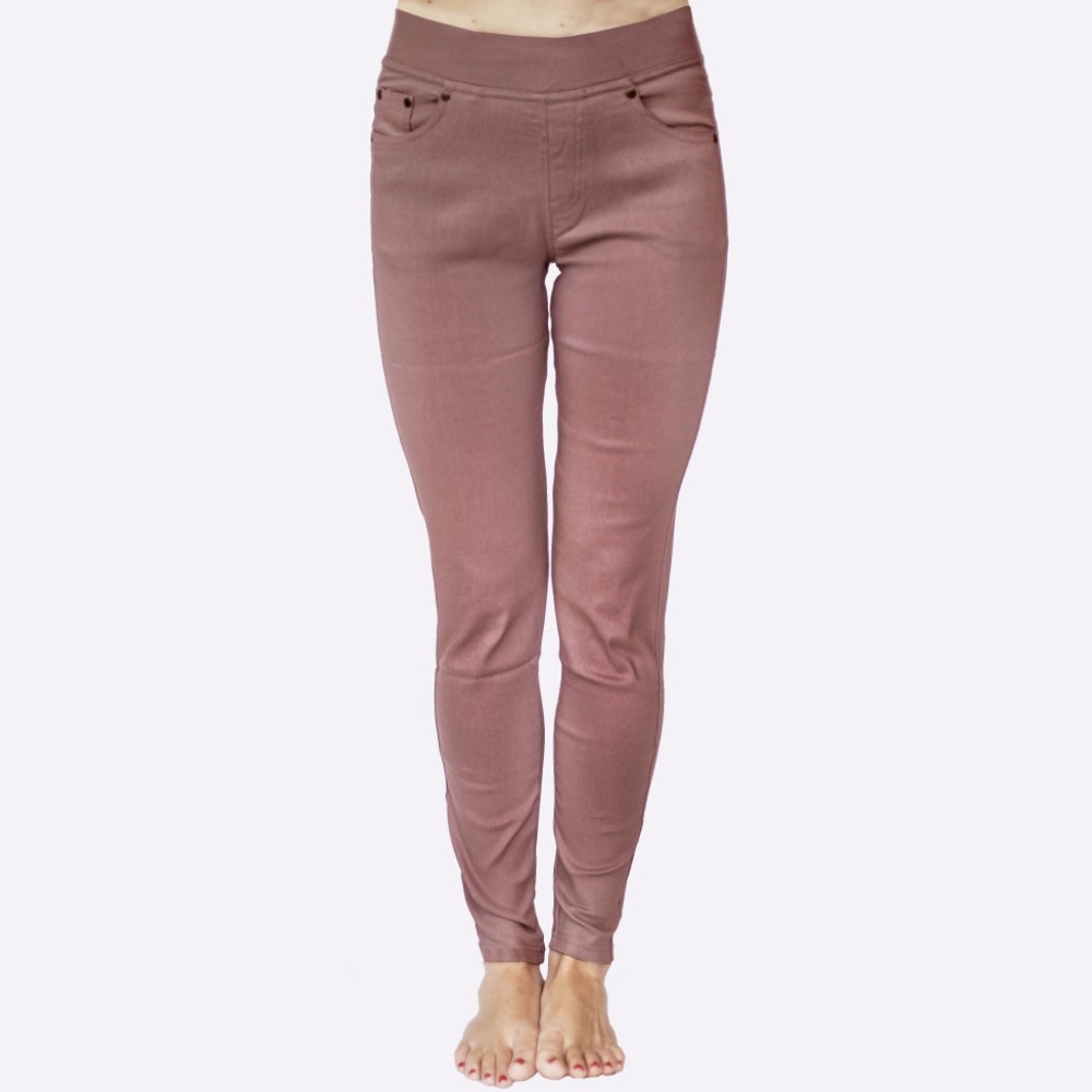 WOVEN SUPER STRETCH TWILL SKINNY PULL ON PANTS