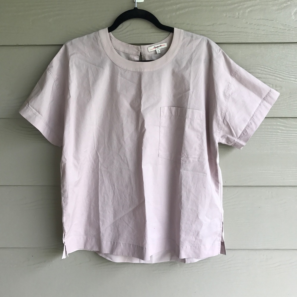Madewell Lilac Pocket Cotton & Silk Top. Medium