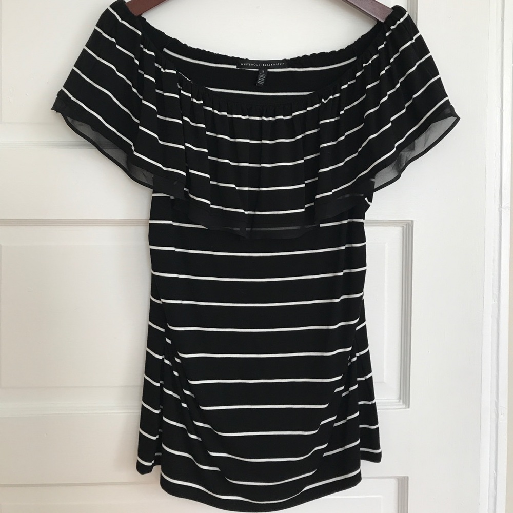 Black & White striped cold shoulder top