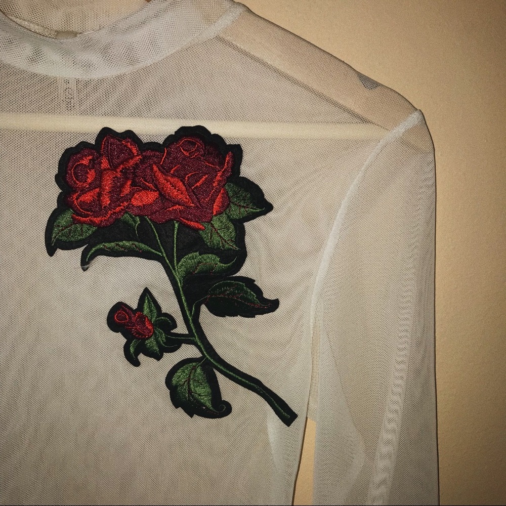 Mesh Long Sleeve w/ Rose Patch
