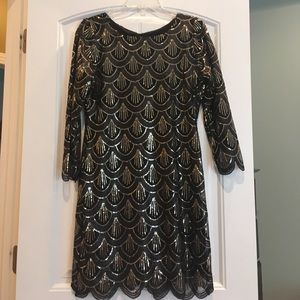 Beautiful black and gold sequin cocktail dress