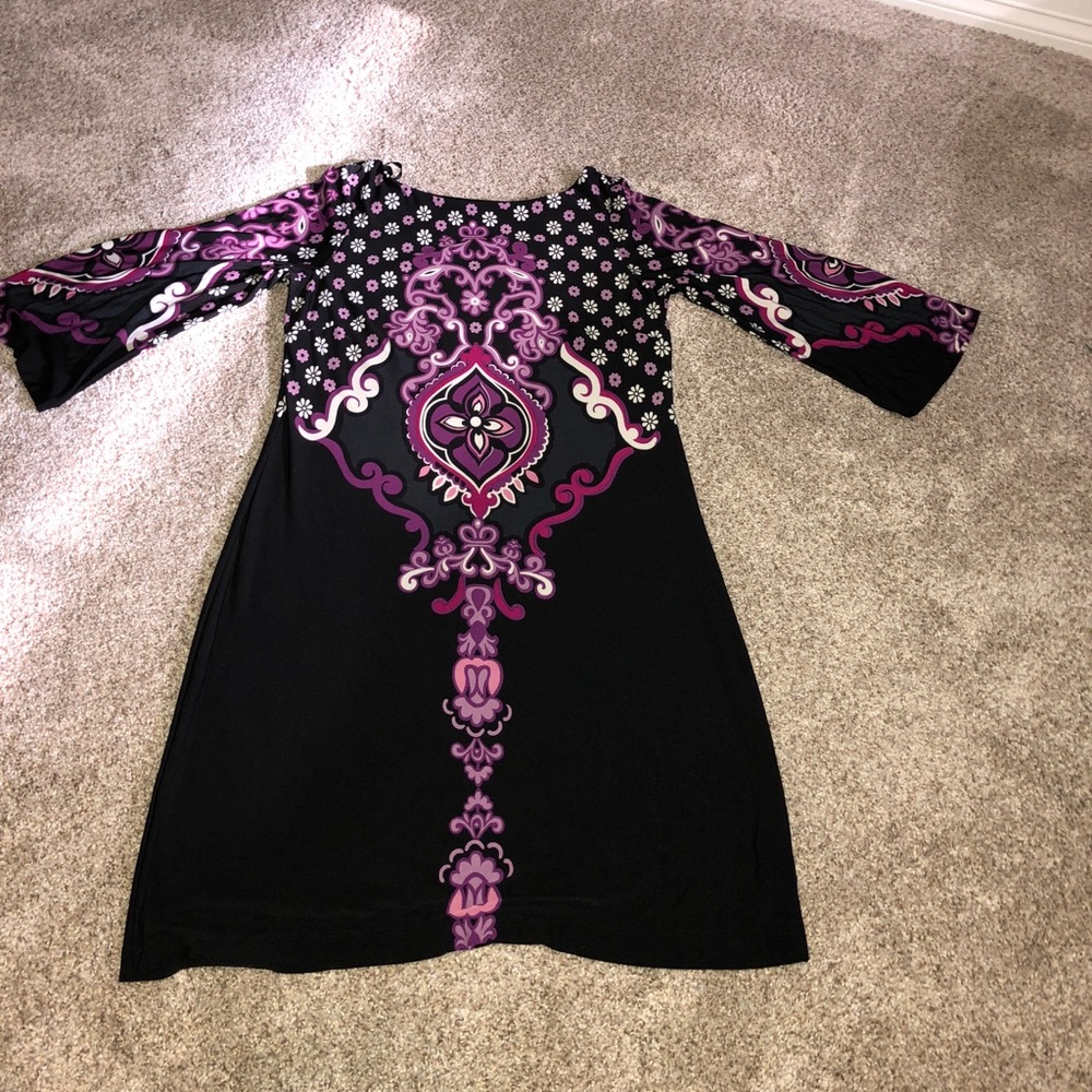 Flirty and Fun Purple, Pink and Black Dress