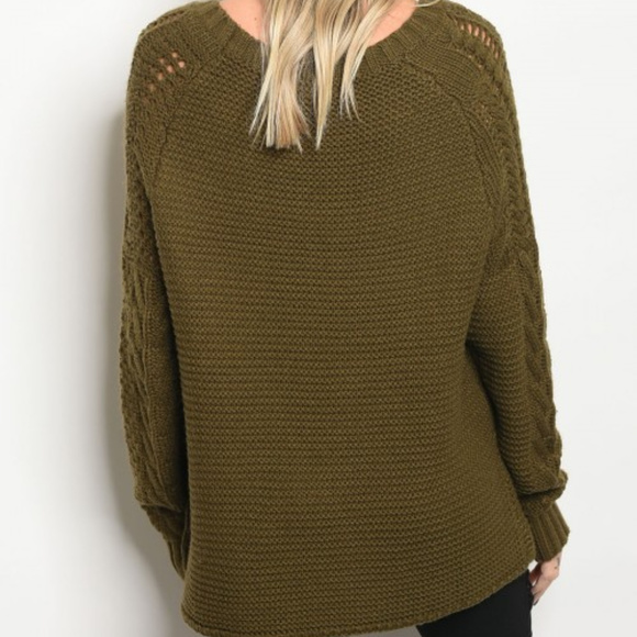 🔴LAST 1🔴 OLIVE GREEN CHUNKY KNIT SWEATER - Picture 4 of 4