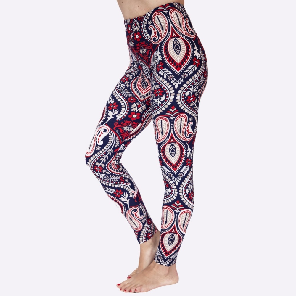 RED & NAVY PRINT LEGGINGS