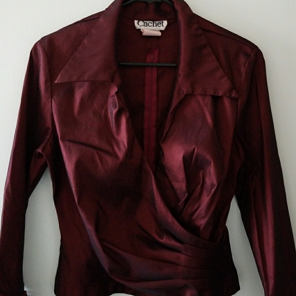 Merlot Red Cachet Sz12 Women Classy Holiday Blouse