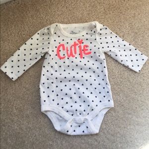 “Cutie” heart polka dot onesie