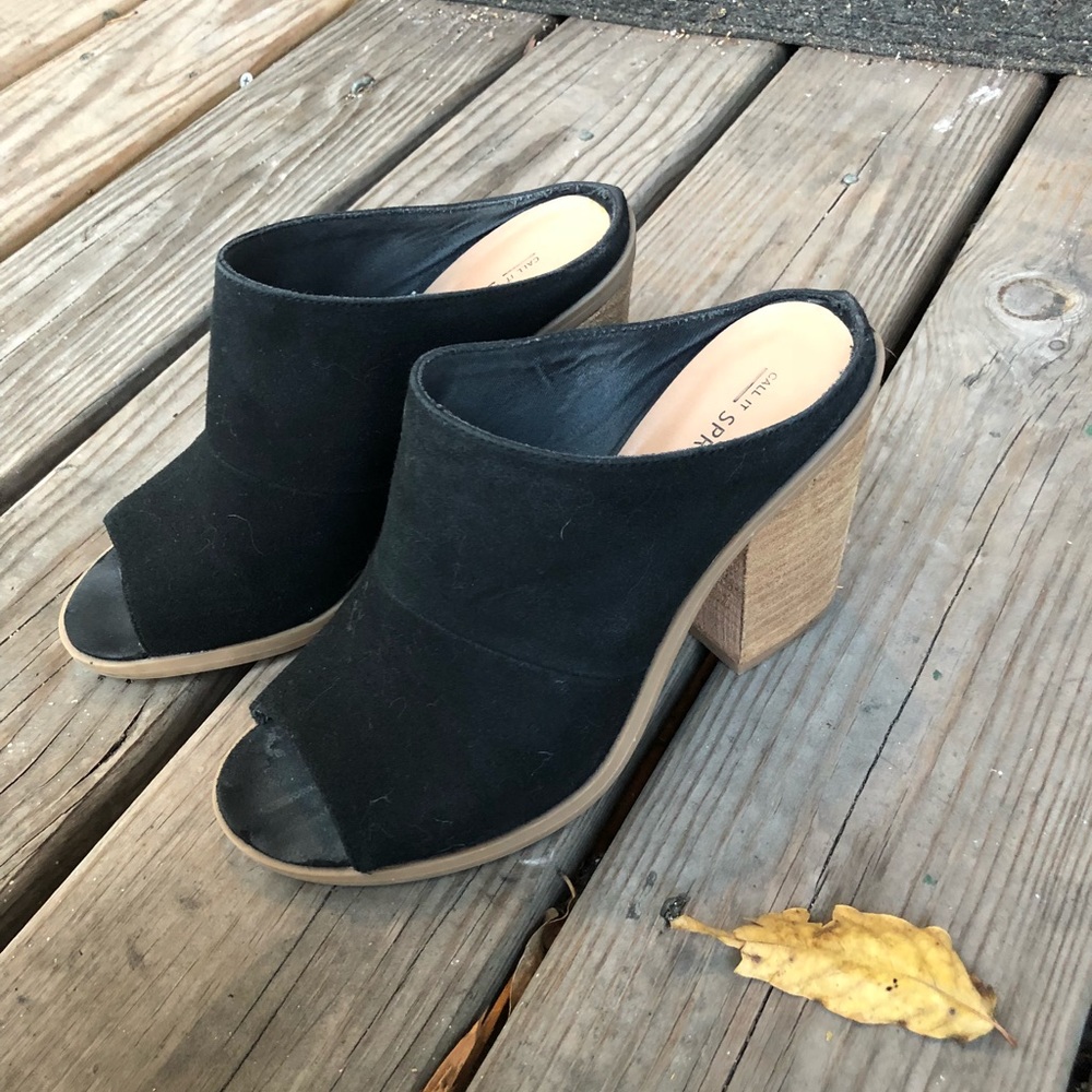 Call It Spring | Galerassi Suede Mules | Black