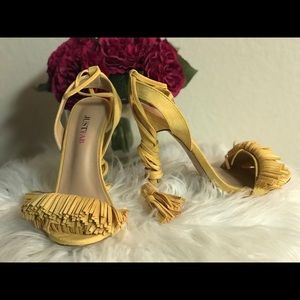 JustFab Yellow Fringe Heels