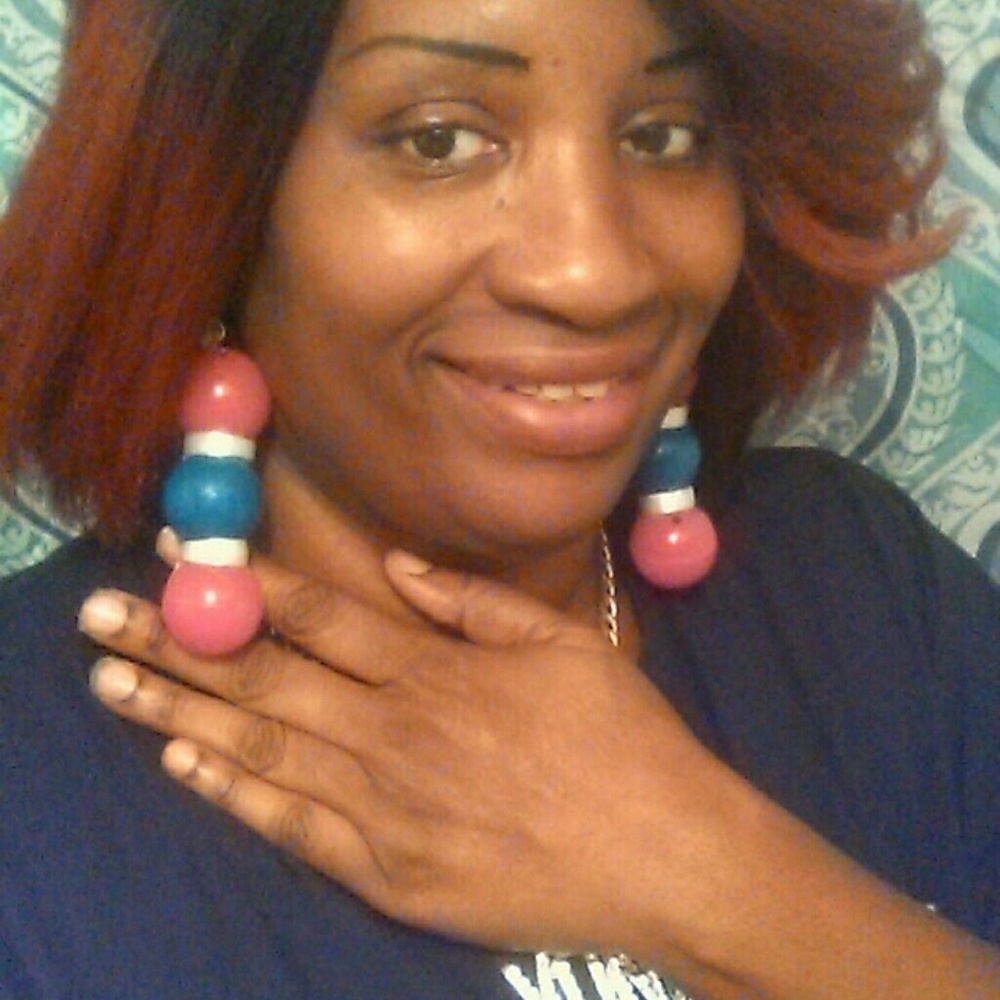 Red, white an blue knocker earrings