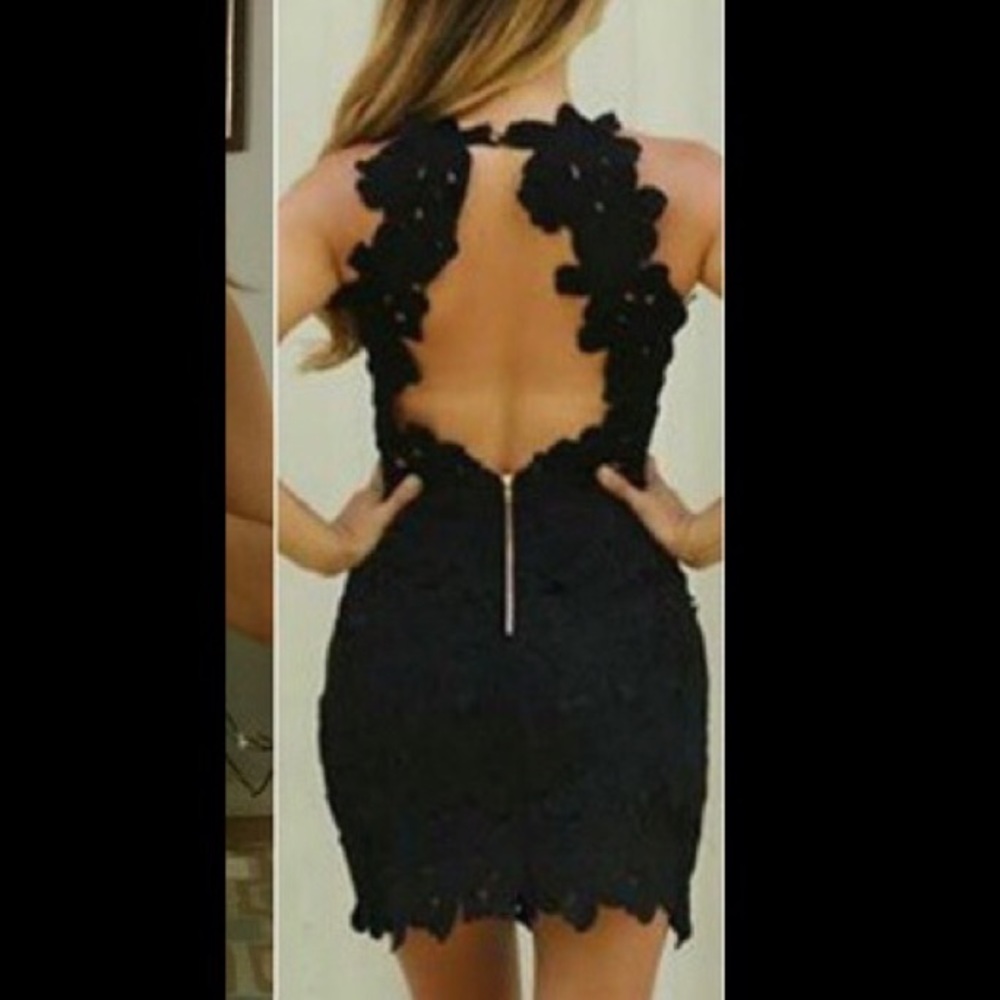 Open back black dress NWT