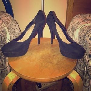 Black suede heels