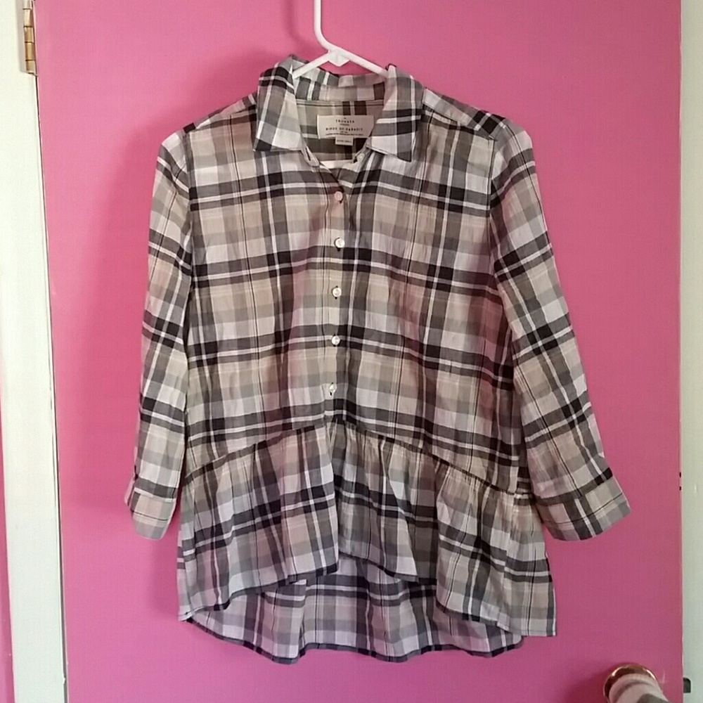 Birds of paradis by trovata plaid top