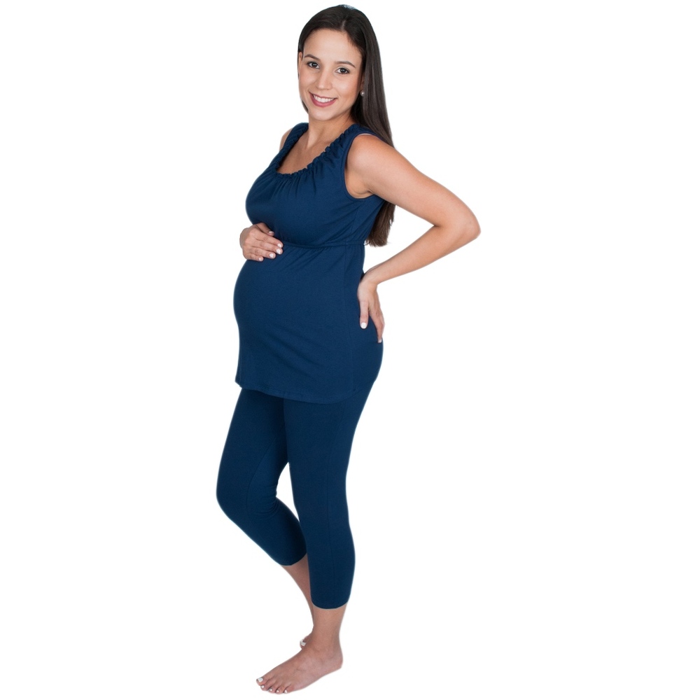 Maternity Nursing Pajamas PJ Set Capri Leggings - Lounging Clothes