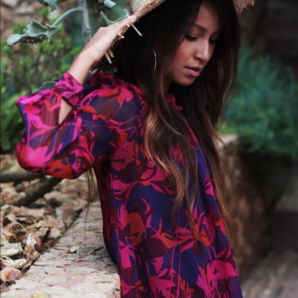 New Azores Tropical Long Sleeve Babydoll - Picture 2 of 5