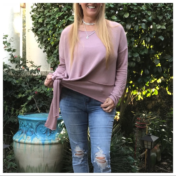 LAST 🔘 Mauve Right-Tie LS Lightweight Sweatshirt - Picture 5 of 8