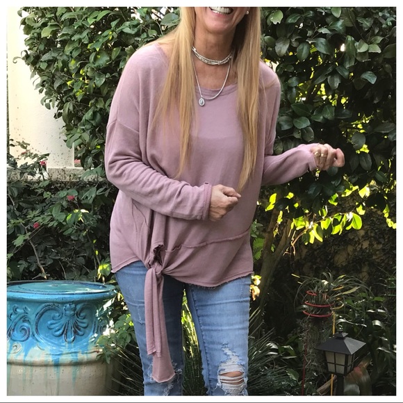 LAST 🔘 Mauve Right-Tie LS Lightweight Sweatshirt - Picture 6 of 8