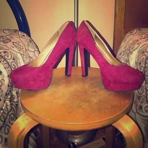 Hot pink suede heels