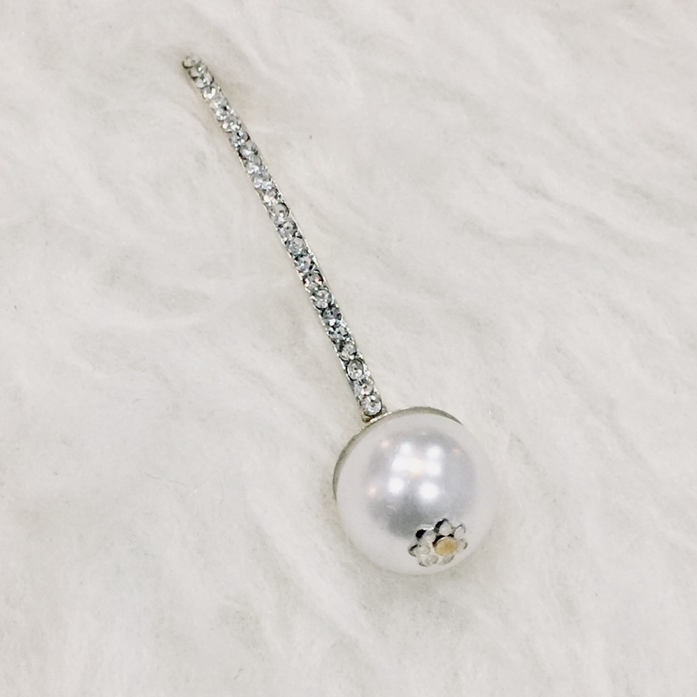 Silver Pearl Drop Earrings - Picture 3 of 8