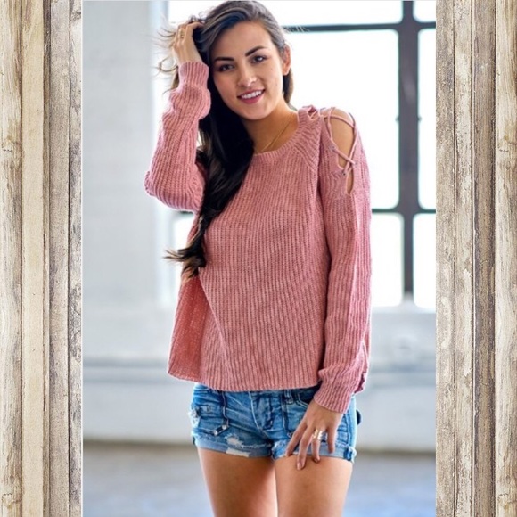 Final sale price today! shoulder lace up sweater - Picture 5 of 5