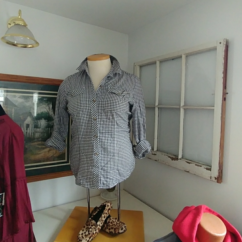 Perfect Checked Button Down Eddie Bauer - image 2