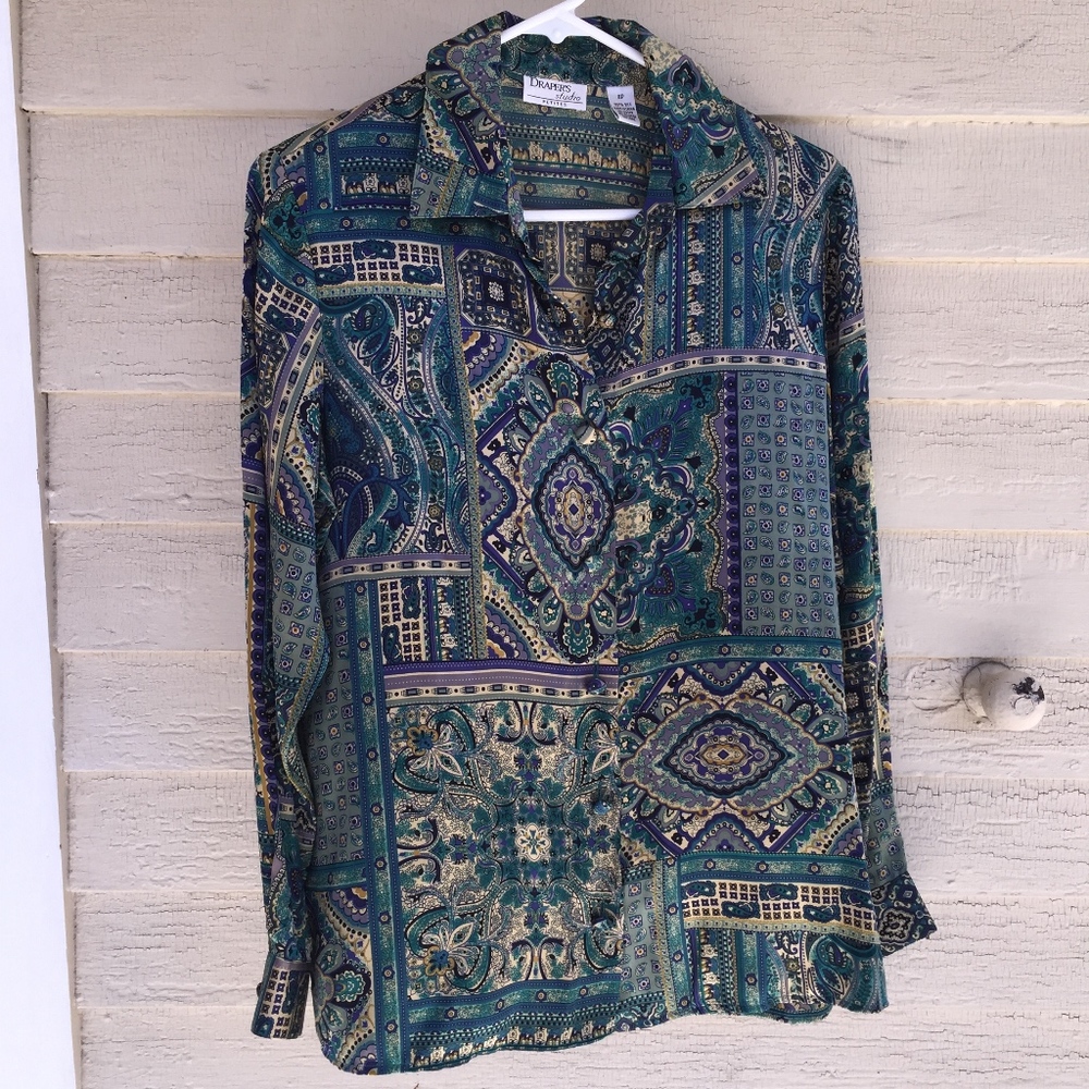 DRAPER'S STUDIO 100% silk (Soft satin fee)l blouse/8P