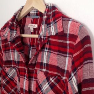 Merona red plaid buttondown cotton flannel shirt S