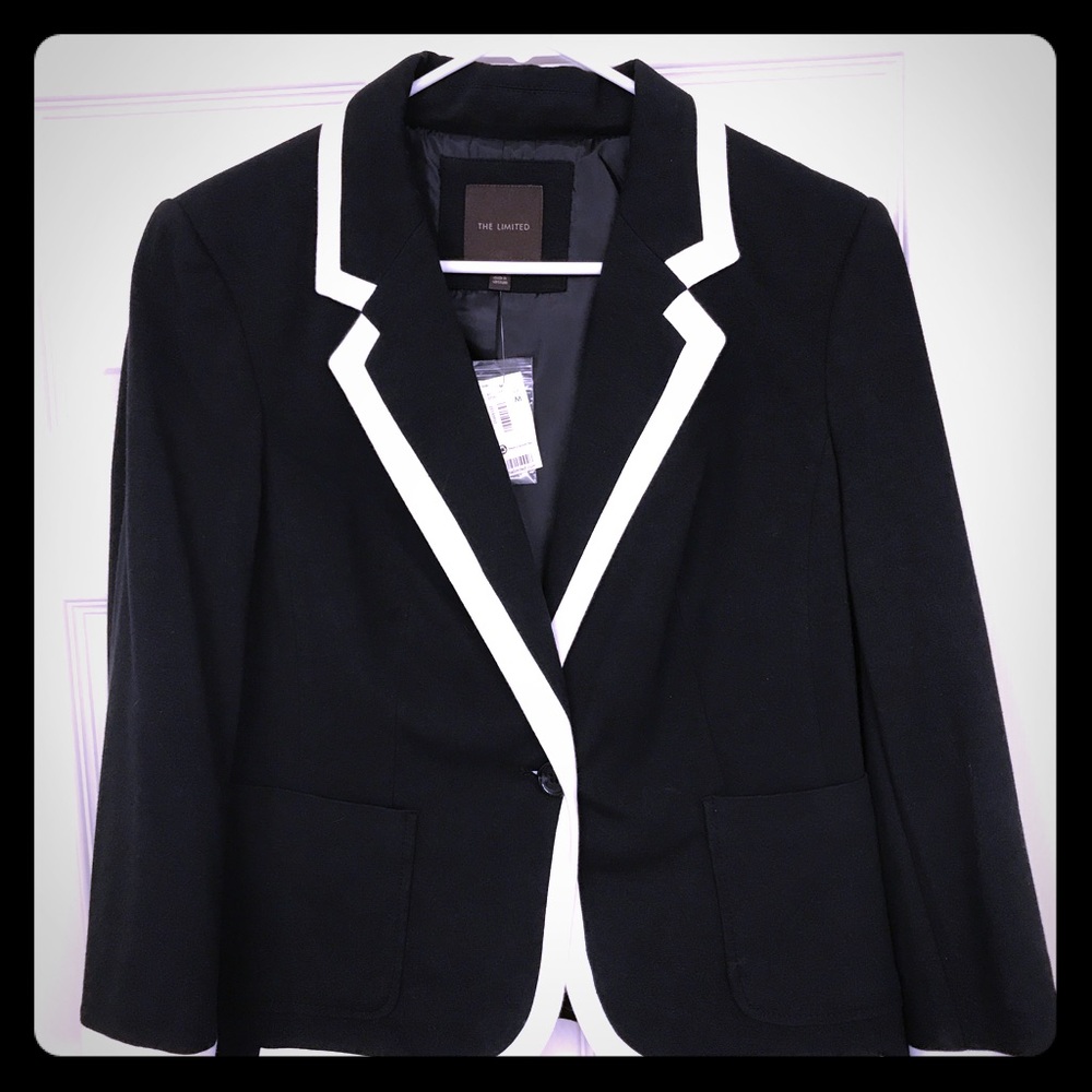 Black blazer with white trim