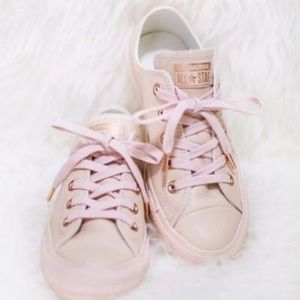 Pink converse suede