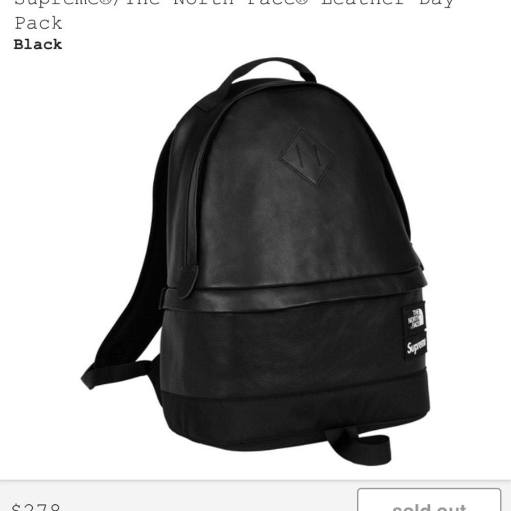 SUPREME TNF BOOK BAG LEATHER BLACK
