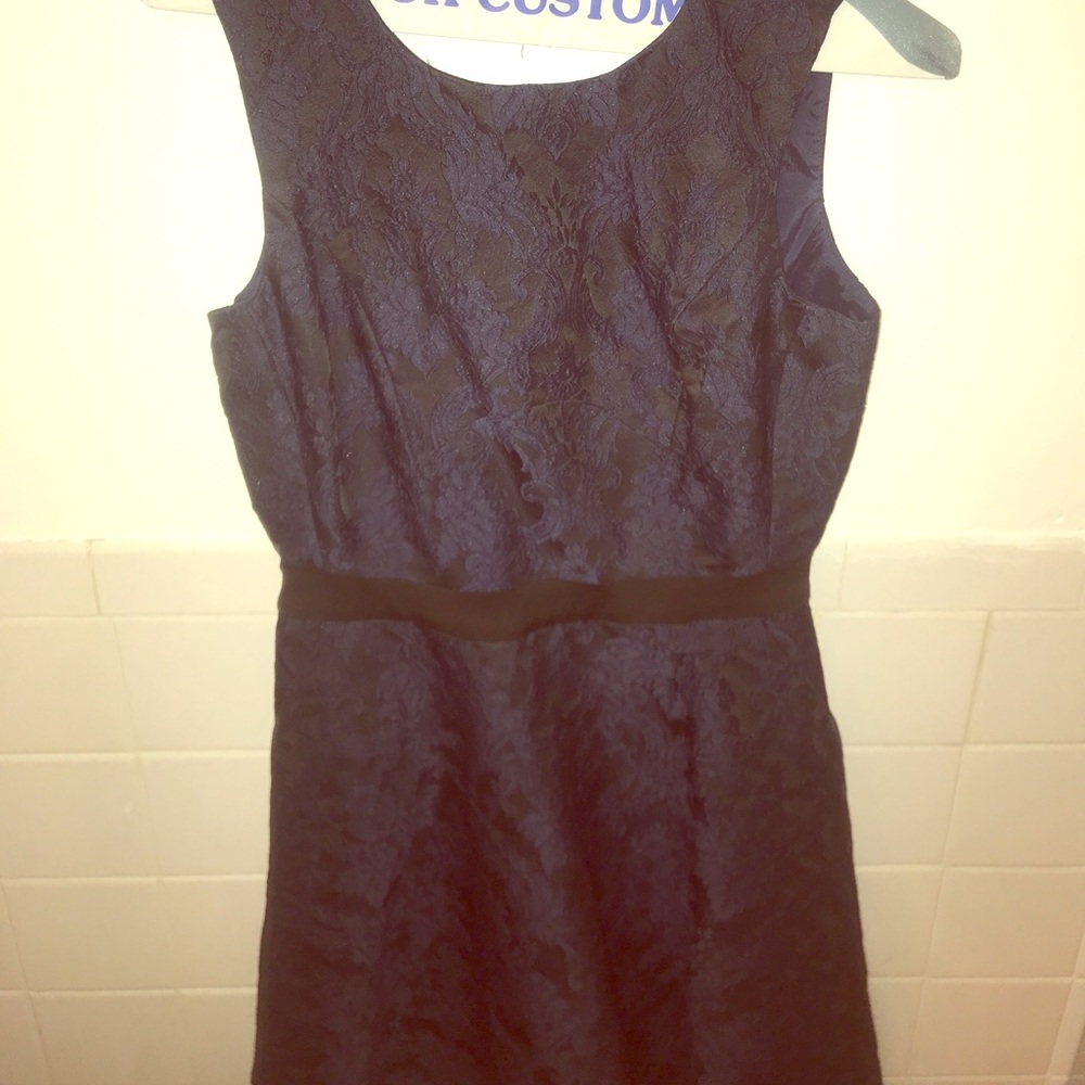 Reiss gorgeous navy and black dot and flare dress