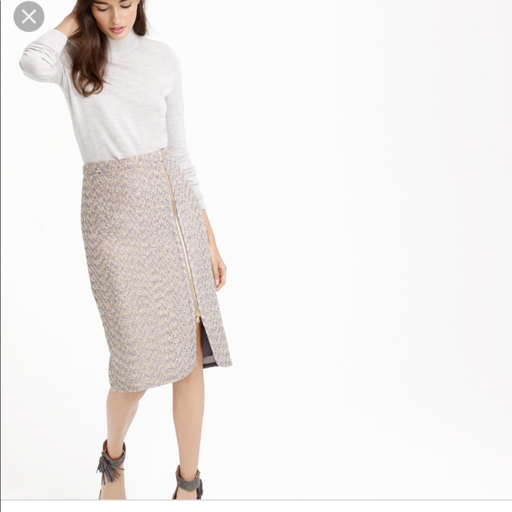 J. Crew zip-front sparkle tweed pencil skirt
