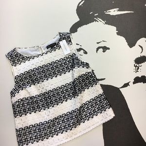 New Banana Republic Black White Eyelet Top XS
