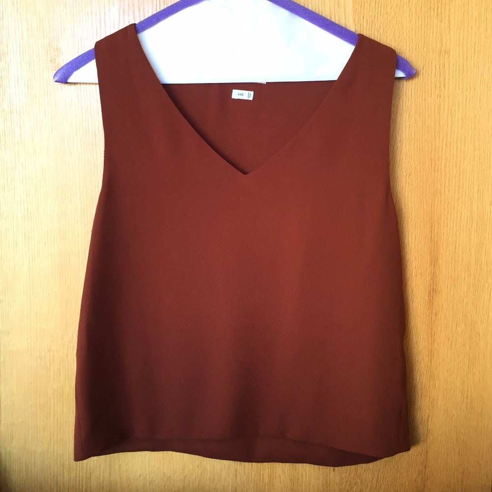 Aritzia Babaton Rust Sleeveless Blouse