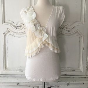 Anthropologie Floral V-Neck Top