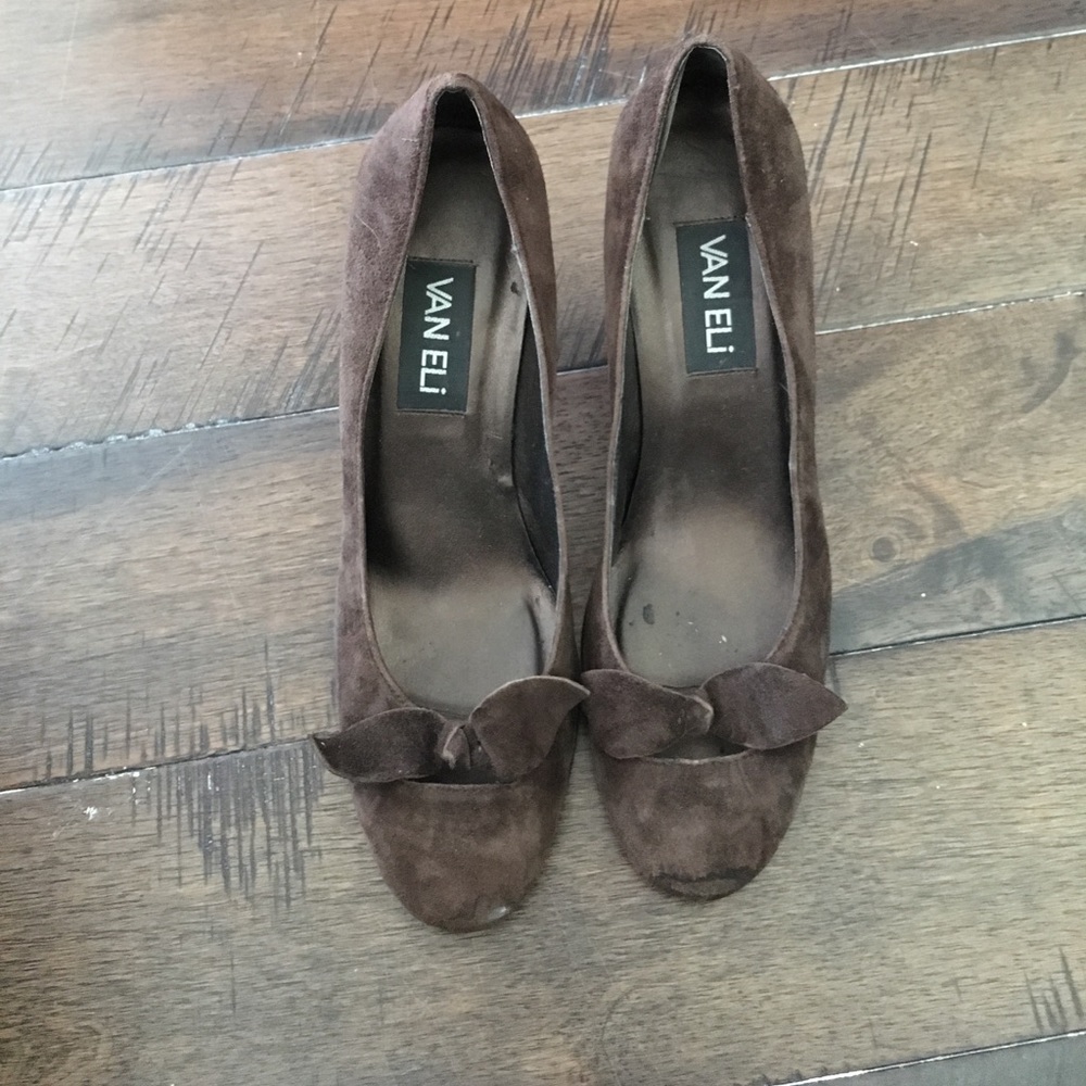 Sued brown heels