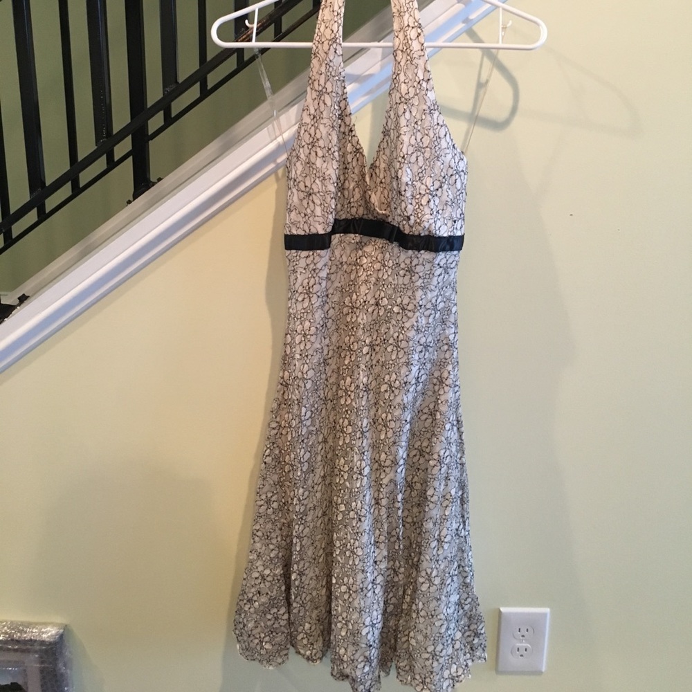 Ivory and black embroidered dress