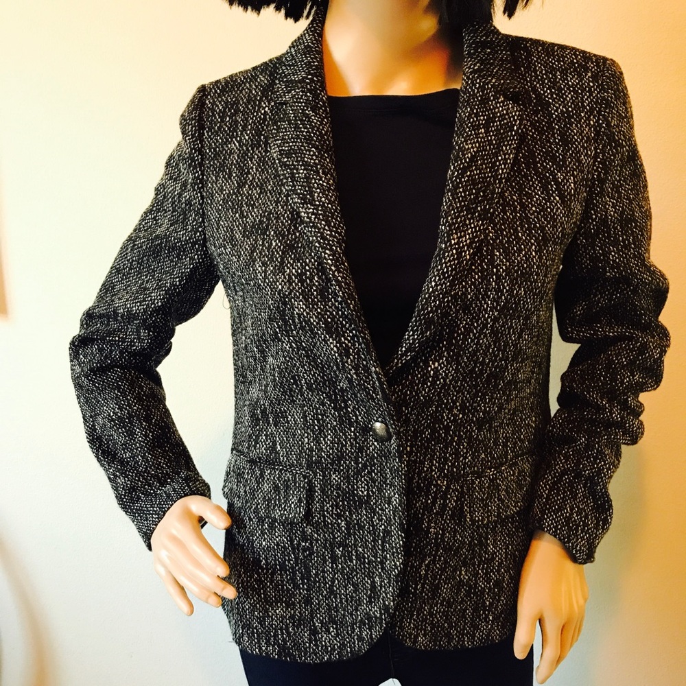 Anne Taylor Black and White Tweed Blazer
