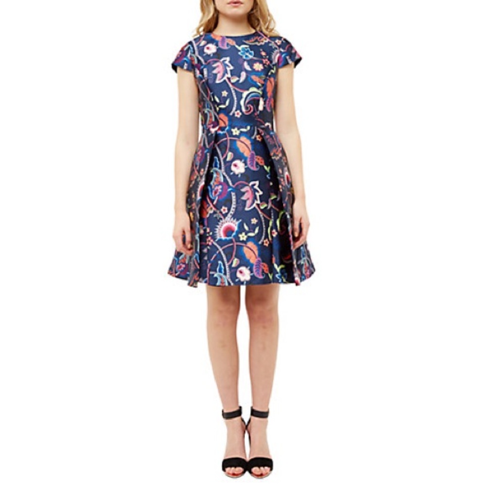 Ted Baker Blue Fluxam Folk Foliage Skater Dress