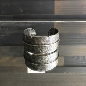 Silver feather cuff