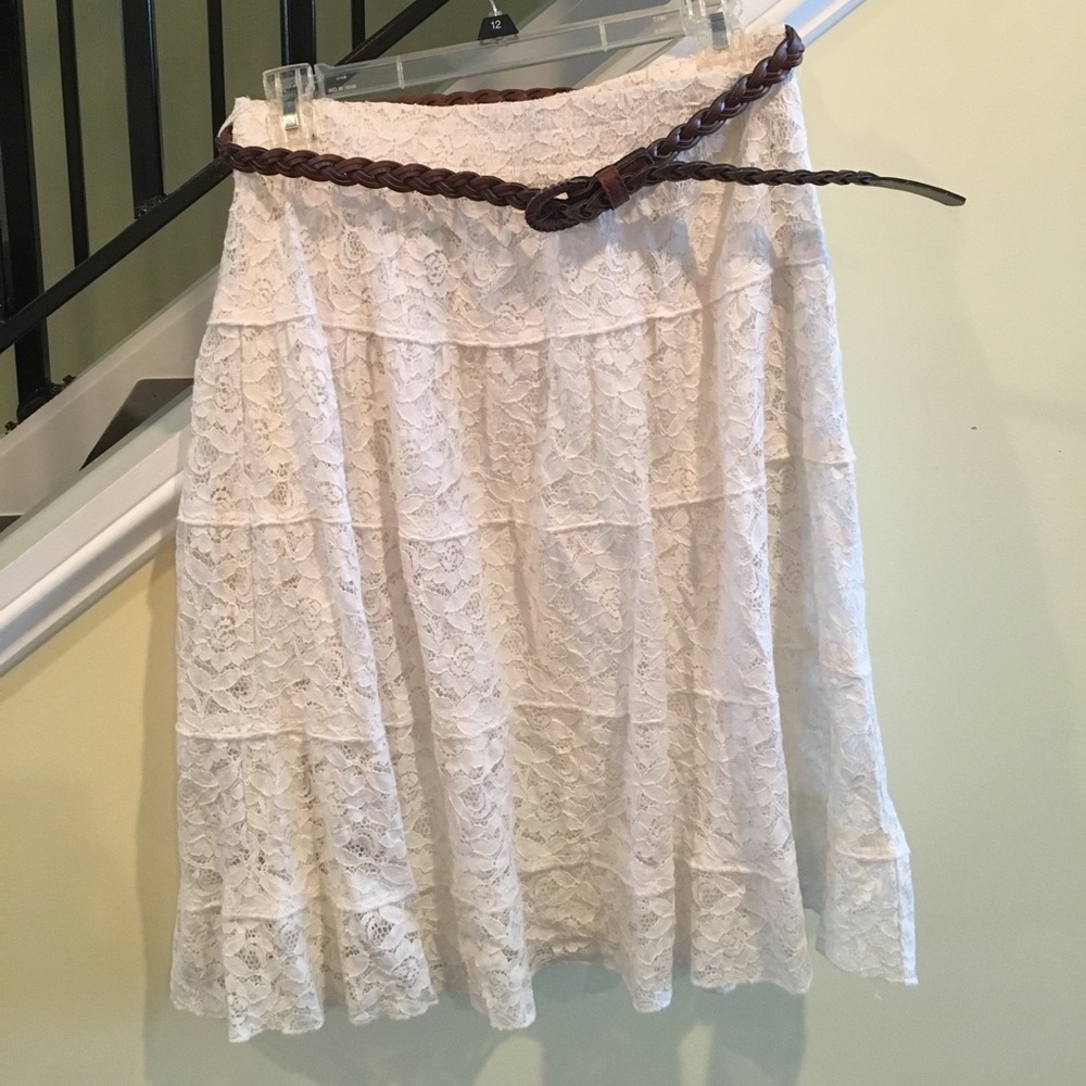 White lace skirt