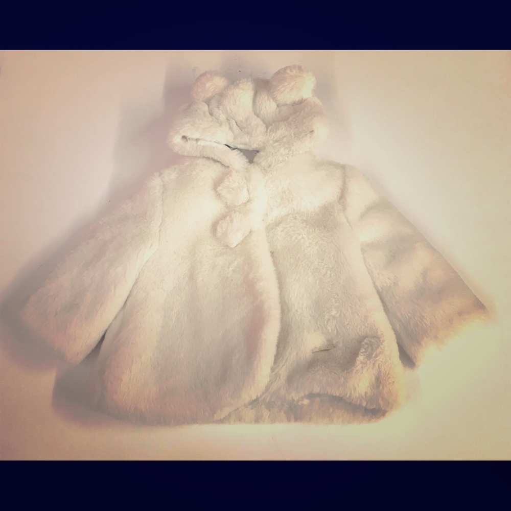 Cream Fur Coat with Bear Ears