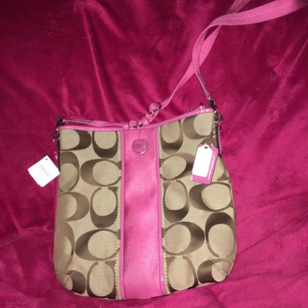 Pink and brown coach bag Authentic