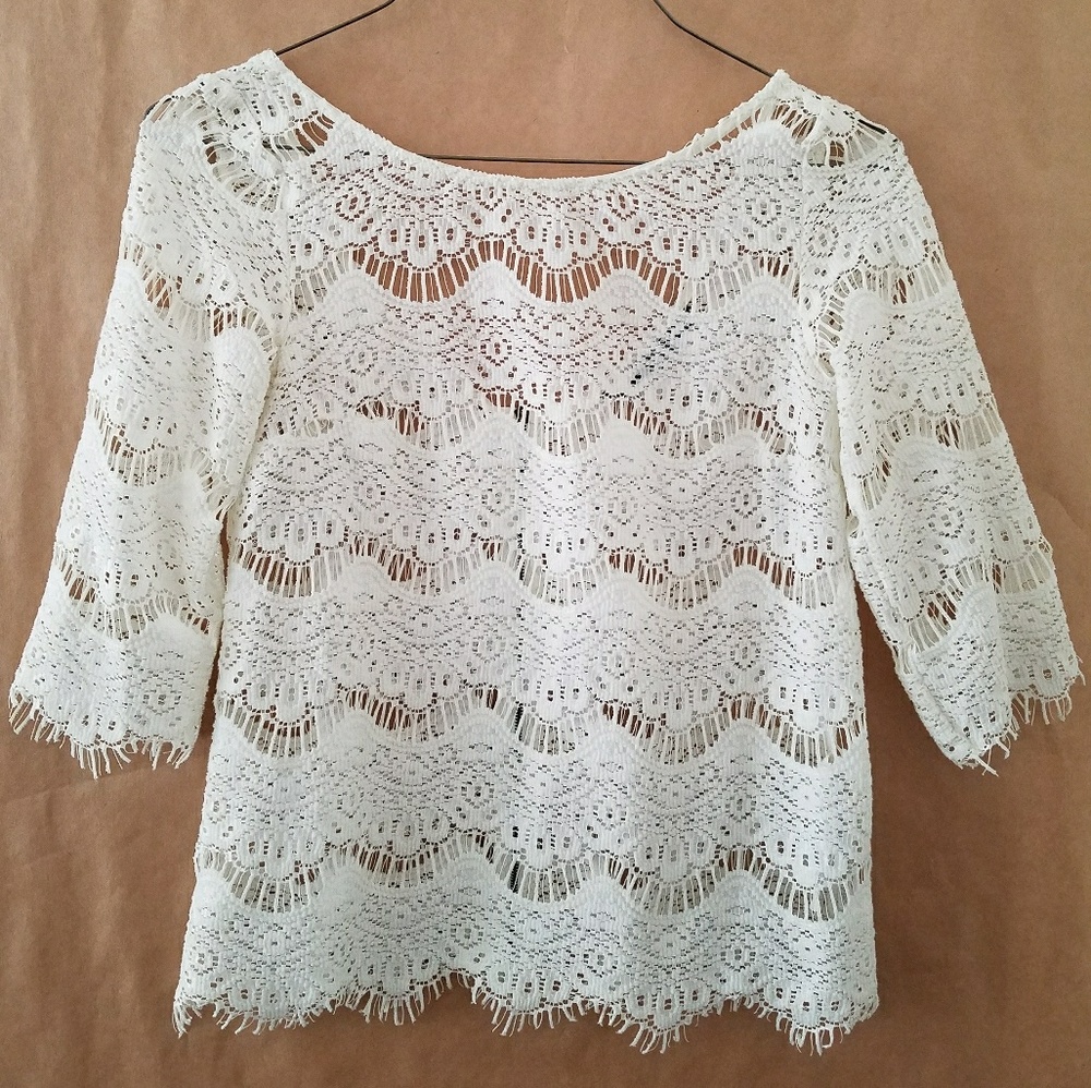Zara TRF Open Back Lace Blouse