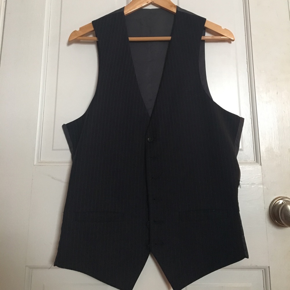 Handmade Navy Blue Suit Vest with vertical stripes