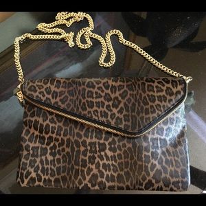 Henri Bendel Debutante Convertible Leopard Clutch