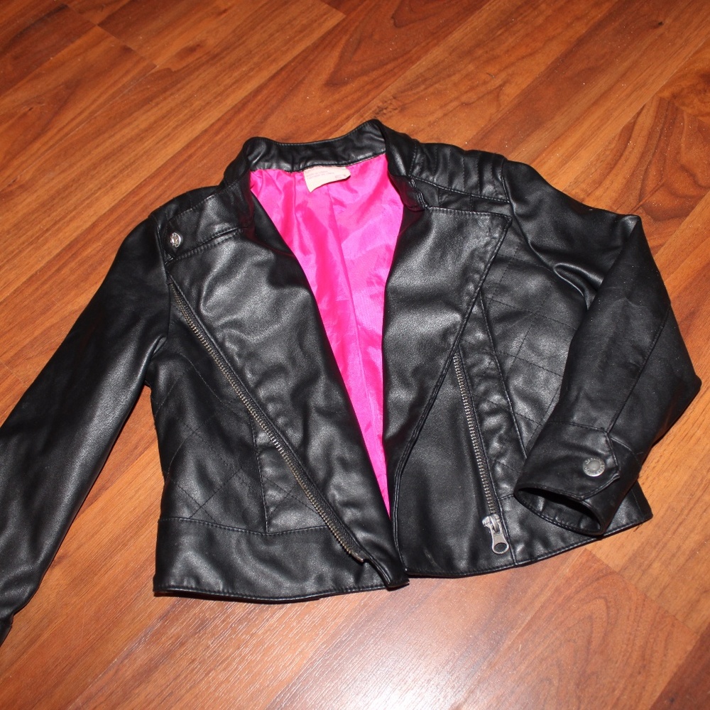 Kids black leather stylish jacket