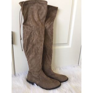 Over-the-knee, faux suede boots, size 7