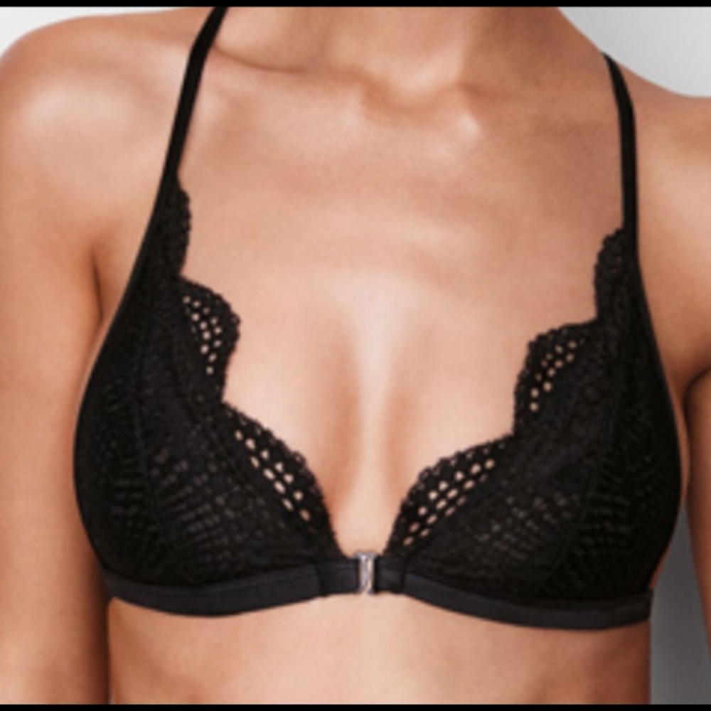 VICTORIA'S SECRET Black All-Over Lace Bralette XS