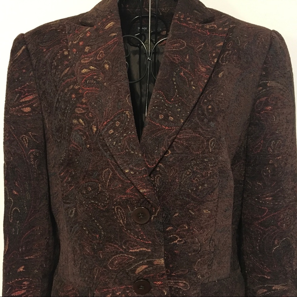 Grace Elements Brown Paisley Blazer