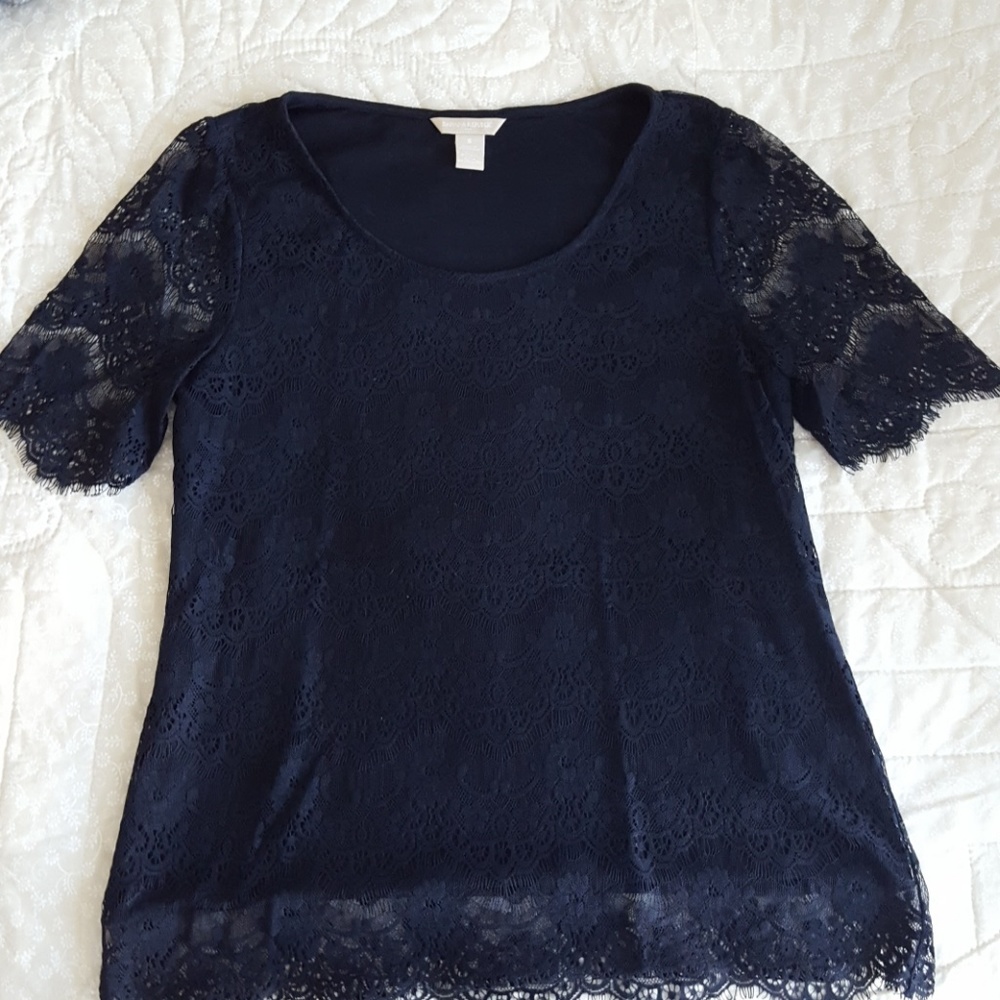 Navy Banana Republic  lace shirt